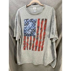 United States Of America Flag Shirt Adult‎ 2XL Gray Short Sleeve Tee Mens